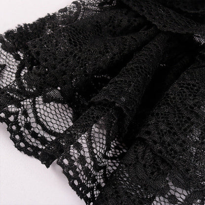 Vintage Embroidered Lace Black Bow Tie