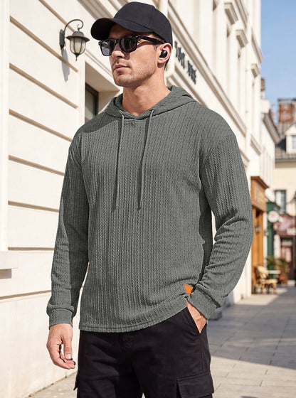 Mens Jacquard Half-zip Hoodie Pullover Knitwear