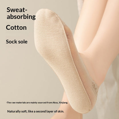 Womens Lace Invisible No-show Socks With Silicone Non-slip Backing