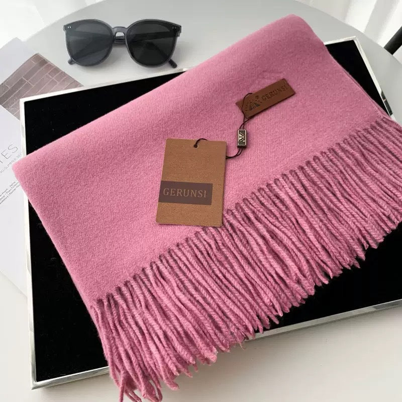 Womens Thickened Fashionable Solid-Color Tassel Scarf