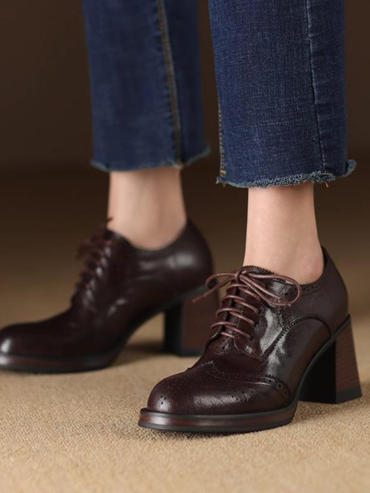 New Autumn British-Style Round-Toe Chunky-Heel Pumps For Women