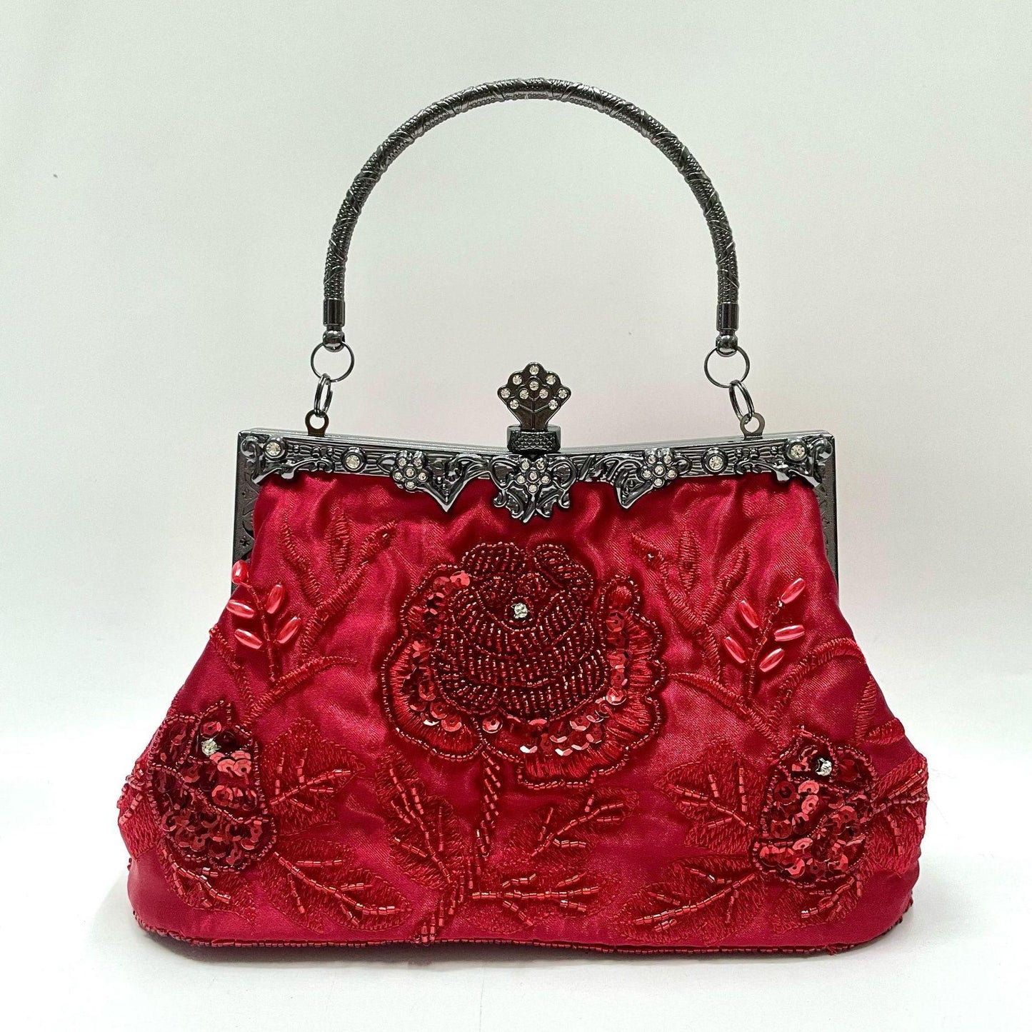 Vintage Handmade Beaded Embroidery Evening Bag For Gowns