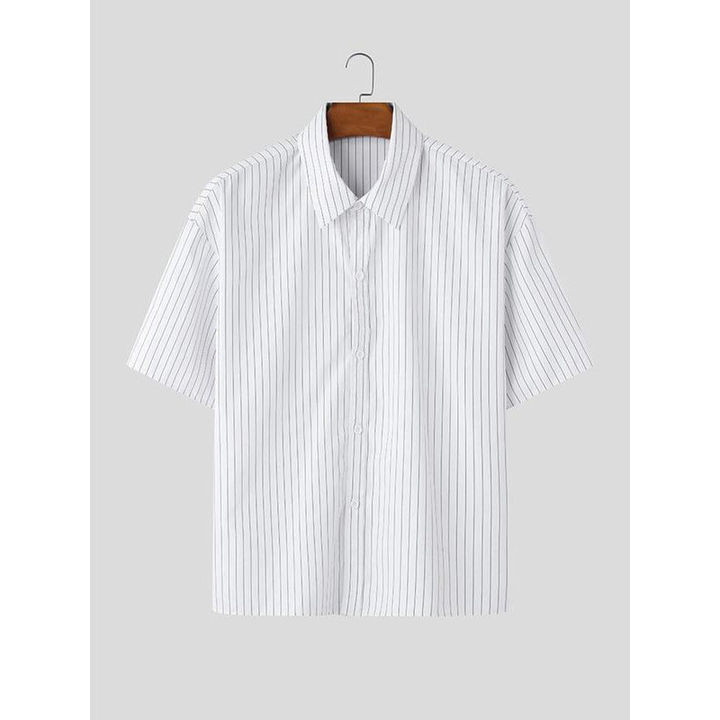 Men's Slim-Fit Ice Silk Striped Shirt
