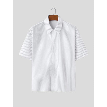 Men's Slim-Fit Ice Silk Striped Shirt