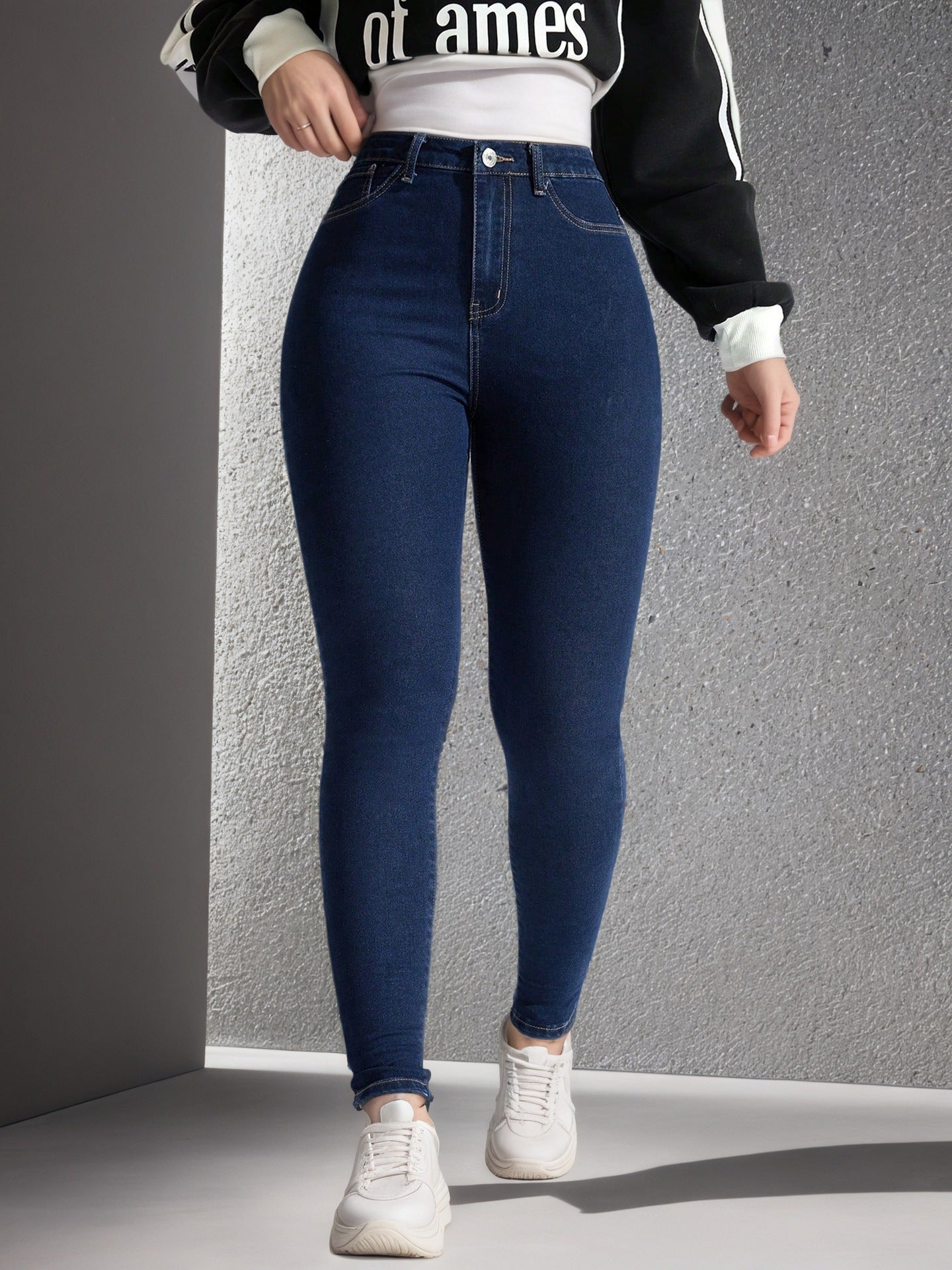 Stretchy Slim-fit Skinny Jeans High-waisted With Tummy-control Design