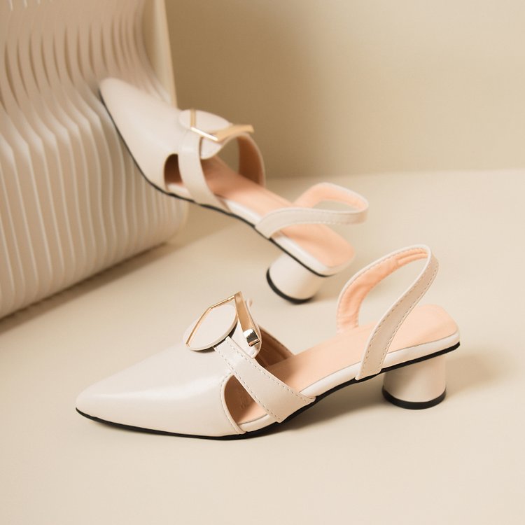 Closed Toe High Heel Sandals, New Summer Block Heel Korean Style Black Backless Women Shoes For Dresses