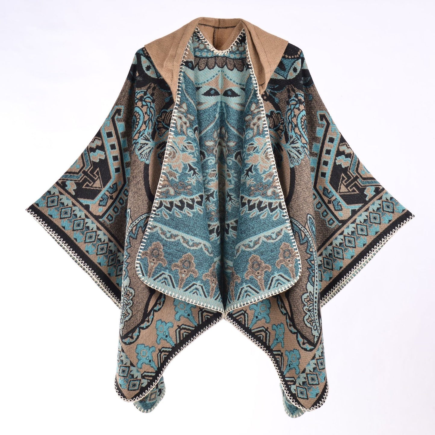 Floral Photography Knitted Hooded Cape