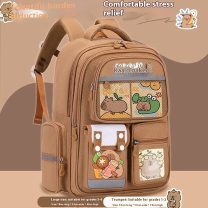 Cartoon Water Dolphin Kapibala Elementary School Backpack
