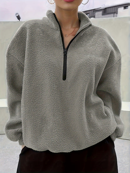 2025 Winter New European And American Cross-Border Amazon Long-Sleeved Casual Simple Pure Color Sweatshirt
