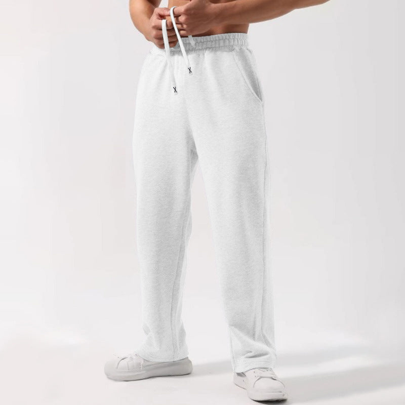 Male Solid Color Elastic-waist Drawstring Sweatpants