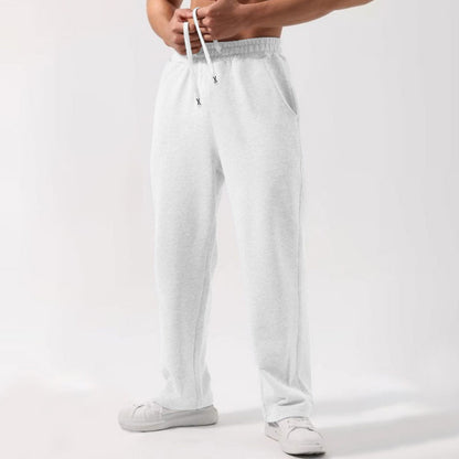 Male Solid Color Elastic-waist Drawstring Sweatpants