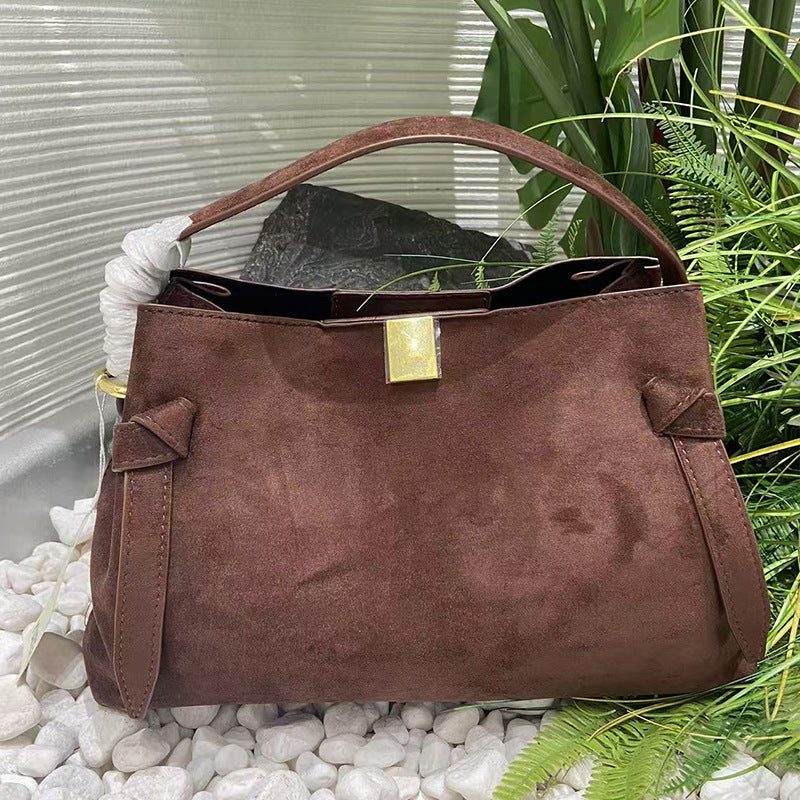 Handbag Fleece Potsticker Paper Bag 2025 New High-end Small Commuter Fleece Handbag Women's Messenger Bag