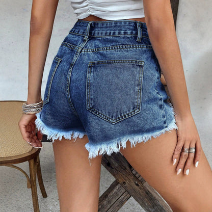 Womens Fashion Trendy Ripped Denim Shorts