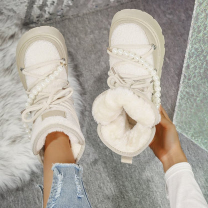 Women's Platform Height-Increasing Suede Snow Boots, New Versatile Plus Size Women's Snow Cotton Boots