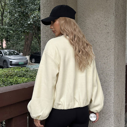 Casual Sporty Loose-fitting Cropped Jacket