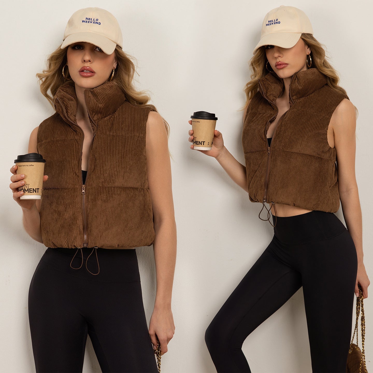 Cropped Stand-collar Sleeveless Jacketvest