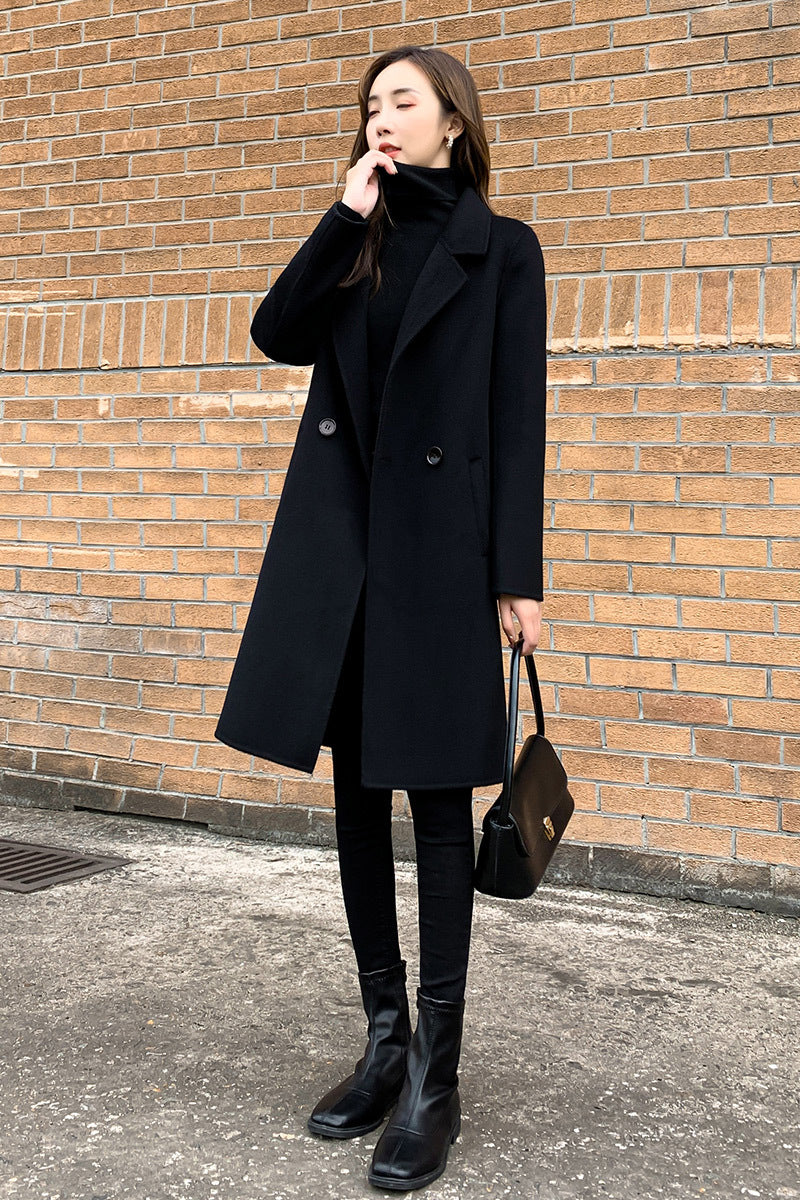 Womens Stylish Double-faced Cashmere Coat