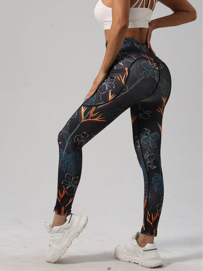 European And American New Hot-Selling Cross-Border Pocket Yoga Pants Digital Printing Casual Sports Outdoor High-Waist Hip-Lifting Fitness Pants