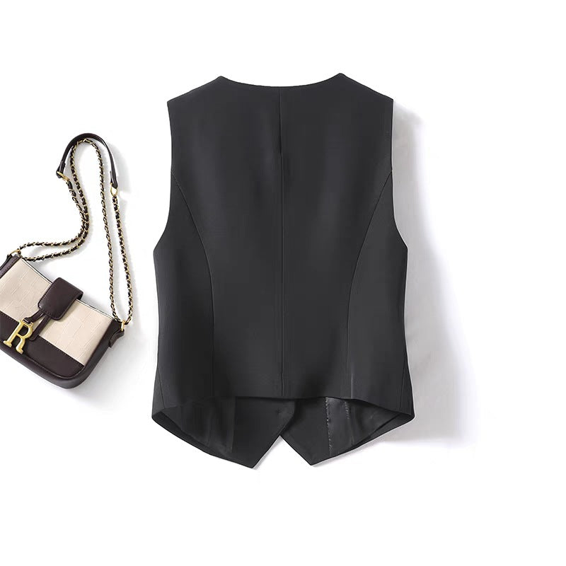 Womens Solid-color Versatile Blazer Vest