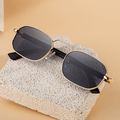 New European And American Fashion Square Frame Sunglasses For Men And Women, Metal Frames, Retro Trendy Narrow Frame Sun Protection Sunglasses, Cross-Border