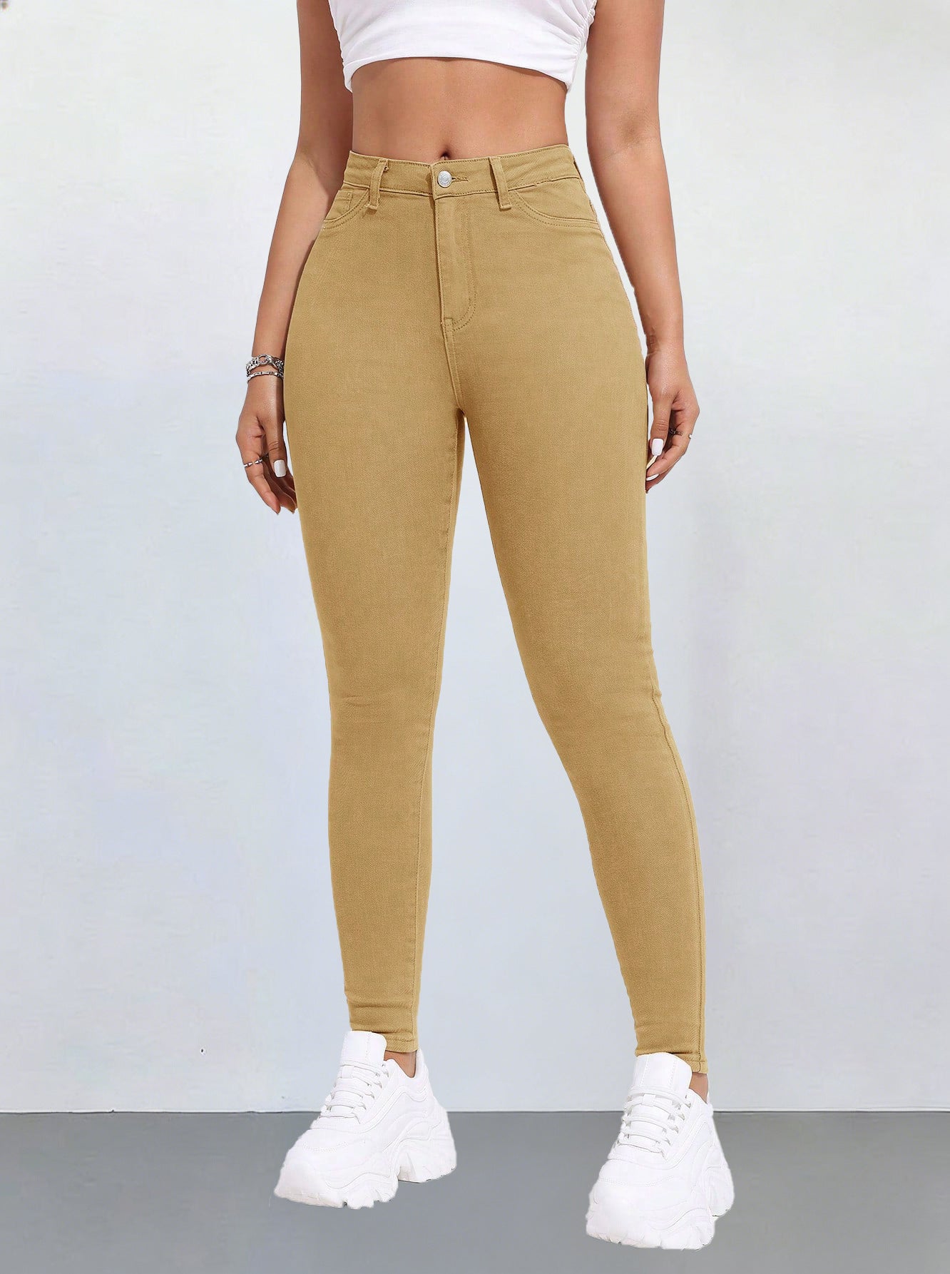 Stretchy Slim-fit Skinny Jeans High-waisted With Tummy-control Design