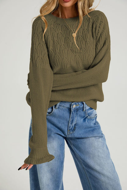 Womens Versatile Fashionable Crew-neck Sweater