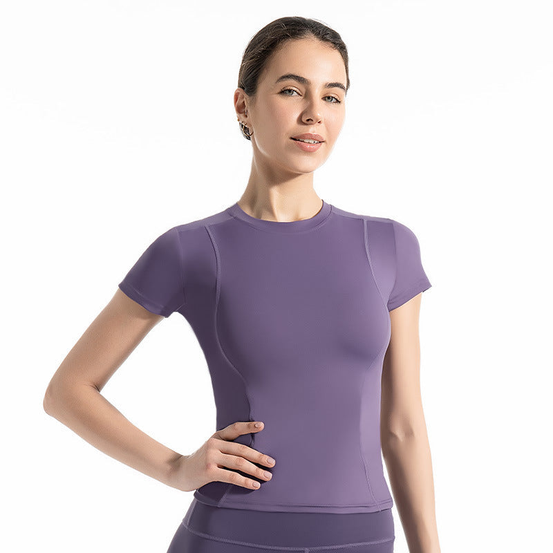 Thin Sports Tight Breathable Yoga Clothes Short-sleeved T-shirt Women's Slim-fit Sweat-absorbent Quick-drying Slimming Running Fitness Top