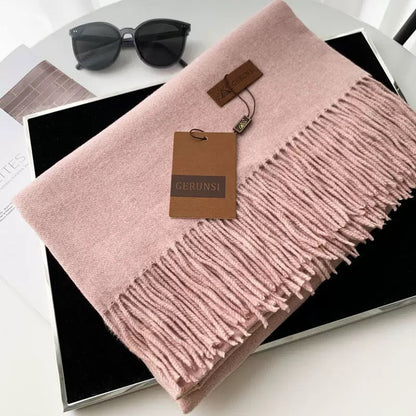Womens Thickened Fashionable Solid-Color Tassel Scarf