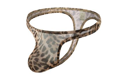 Men's Underwear Sexy Leopard Mesh T-back Low Waist Sexy Underwear