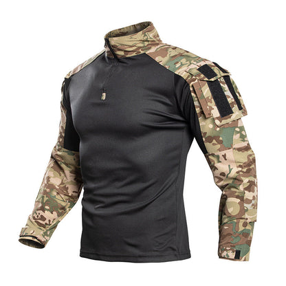 Frog Suit Camouflage Summer Long-Sleeved T-Shirt With Stand-Up Collar Sportswear Outdoor Leisure Sports Tactical Shirt