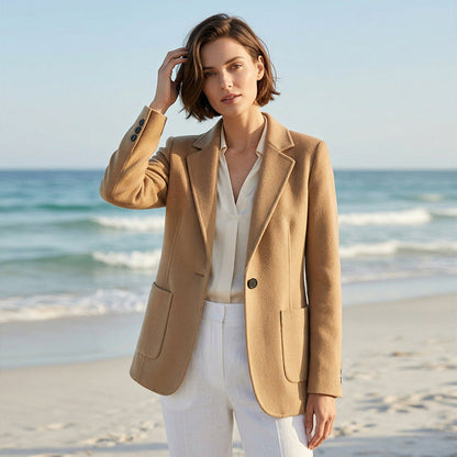 Double-breasted Wool Suit Coat For Women