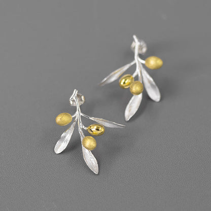 Love's Taste Silver Olive Branch Studs