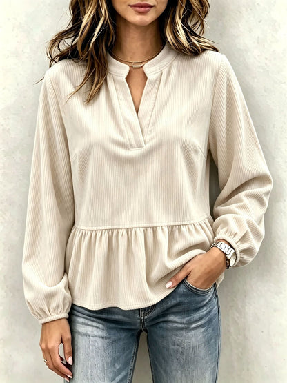 Casual Chic Corduroy Long-sleeve Top