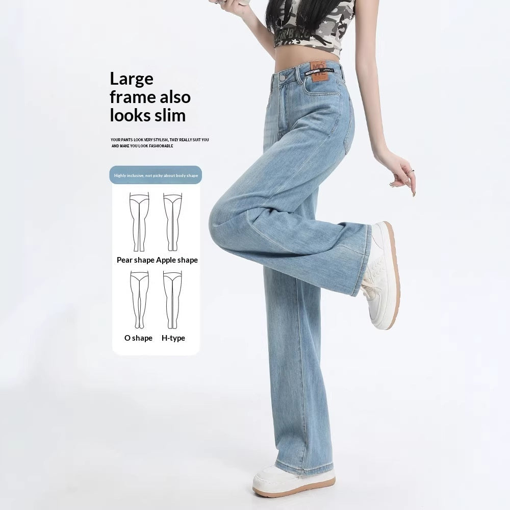 Summer Thin New High Waist Wide Leg Straight Pants In Light Color Tailored Fit For Taller Figures Made From Tencel