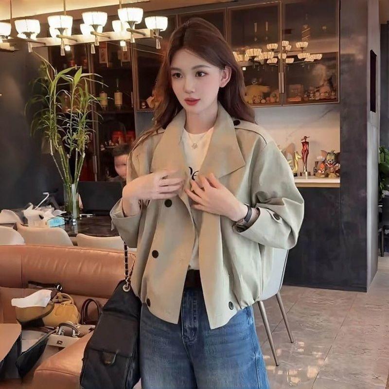 Designer-style Double-breasted Cropped Trench Coat