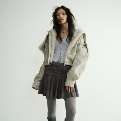 Hooded Post-apocalyptic PU Leather Quilted Jacket