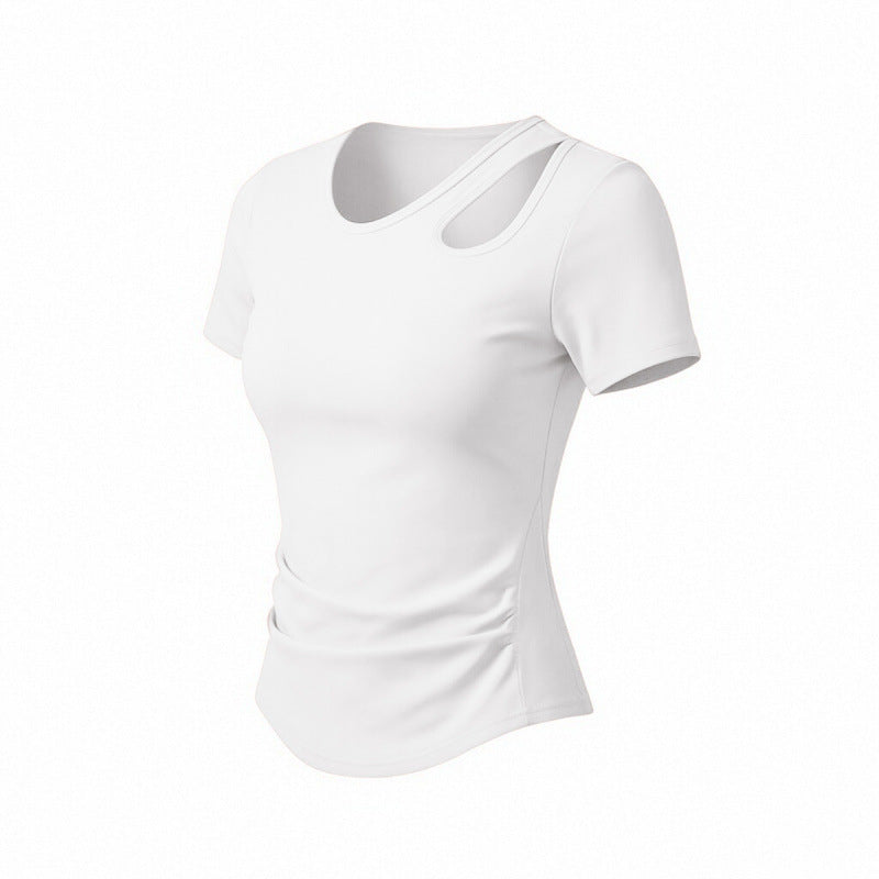 Womens Off-shoulder Hollow-out Short-sleeve Top
