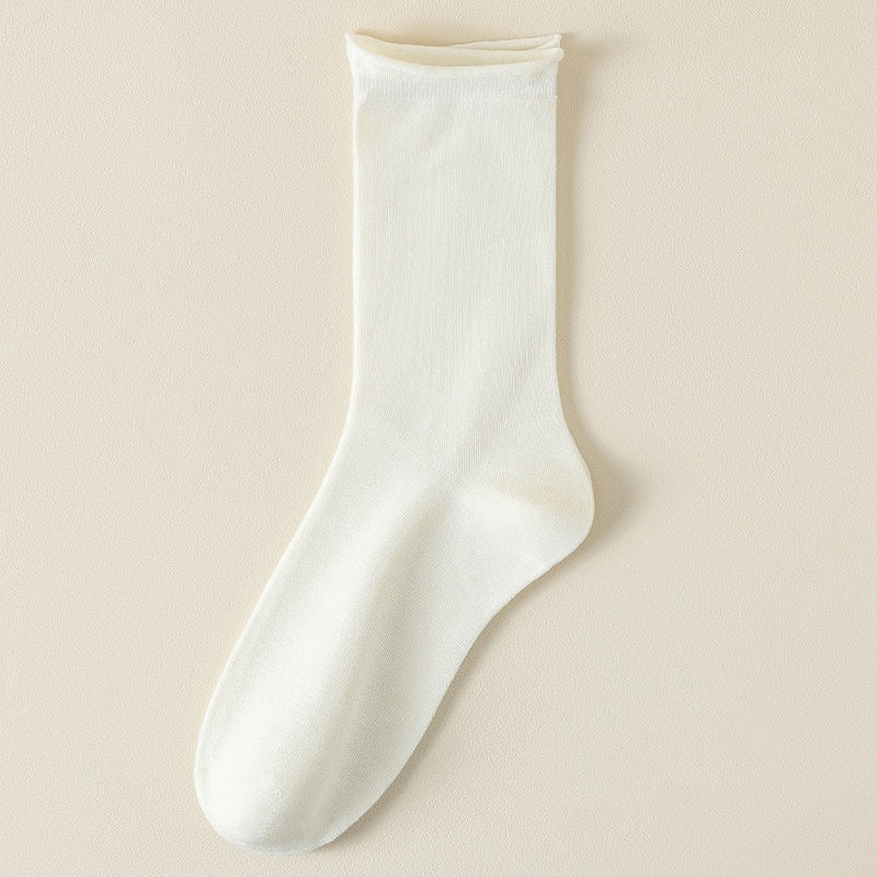 Springsummer Mid-calf Socks For Women Made Of Silk