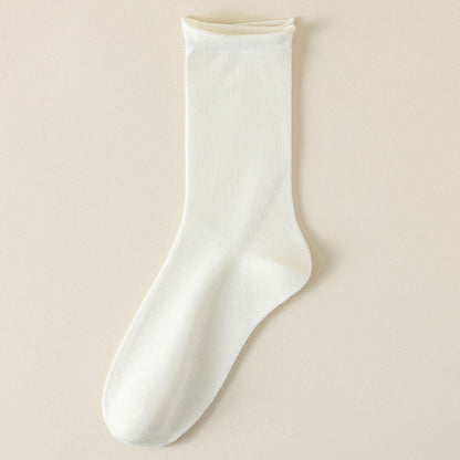 Springsummer Mid-calf Socks For Women Made Of Silk
