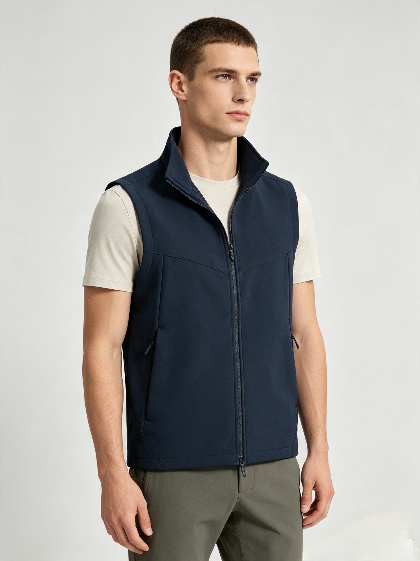 Men Women Couples Softshell Vest Stand Collar Zip Up Outdoor Sleeveless Jacket Windproof Water Resistant Fleece Lined Functional Gilet For Fall Winter Casual Hiking Travel
