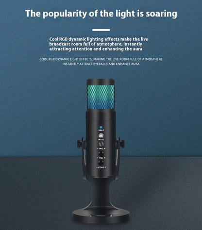 RGB Colorful Breathing Ambience Light USB Condenser Microphone