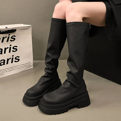Women's New Stretch Slim-Fit Boots, Thick Sole Petite-Friendly Knee-High Riding Boots, Autumn 2025
