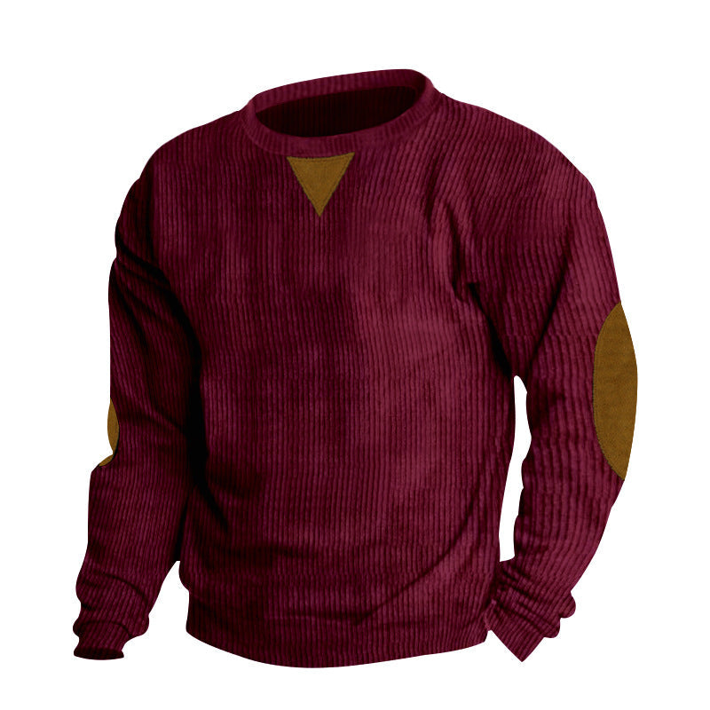 Crew-neck Corduroy Long-sleeve Sweatshirt For Men