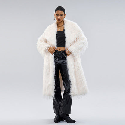 Collar Artificial Fur Top  Fur Coat Long style temperament for commuting