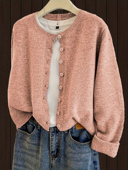 New Autumnwinter Womens Short Loose-fit Round-neck Knit Cardigan Sweater Jacket