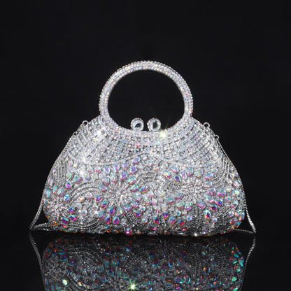 High-end Luxurious Heavy-Embroidered Shiny Champagne Bottle Rhinestone Evening Bag