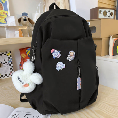 New Girls' Simple Solid Color Backpack