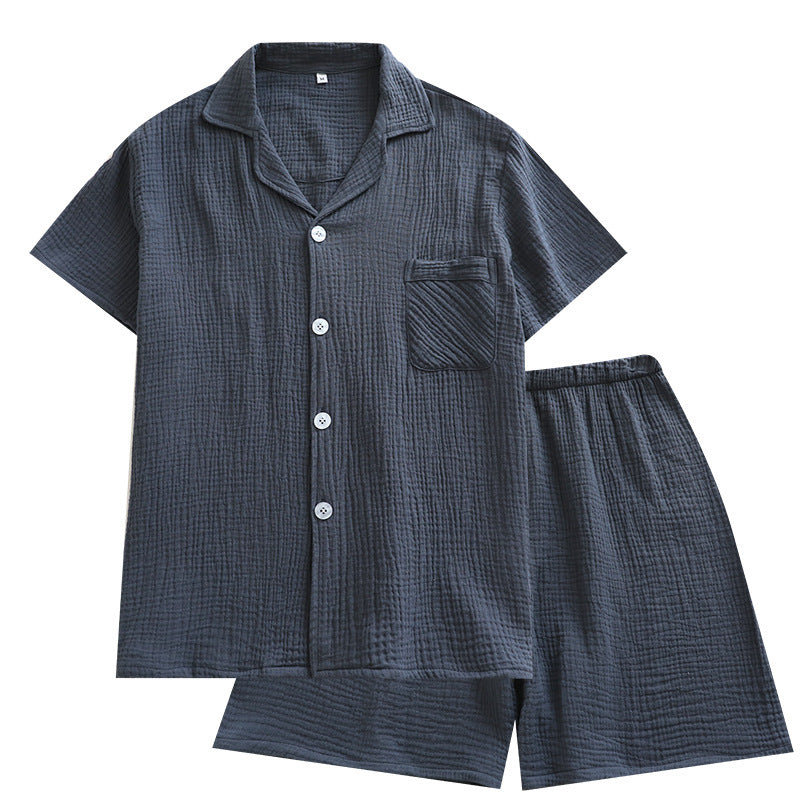 MUJI-style Japanese-heritage Crepe Short-sleeve Pajama Set With Shorts