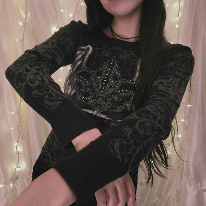 Casual Chic Printed Long-sleeve Top European And American Style