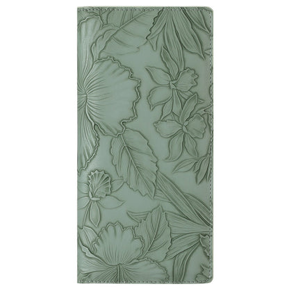 Floral Carved Womens Long Wallet With Embossed Pattern